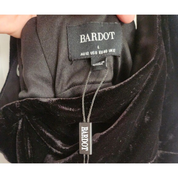 BARDOT Womens Black mini dress cocktail party halter velour NWT Size 8 - Picture 10 of 11